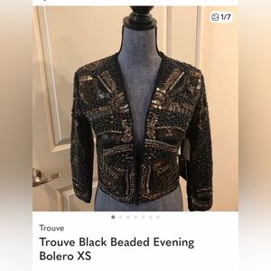 Trouve Black and Gold Beaded Jacket
